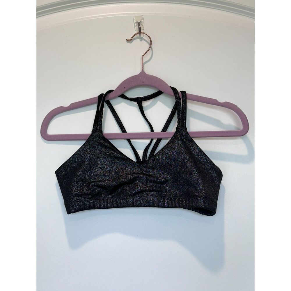 Beyond Yoga Shine On Bra Black Shimmer Strappy Size Small